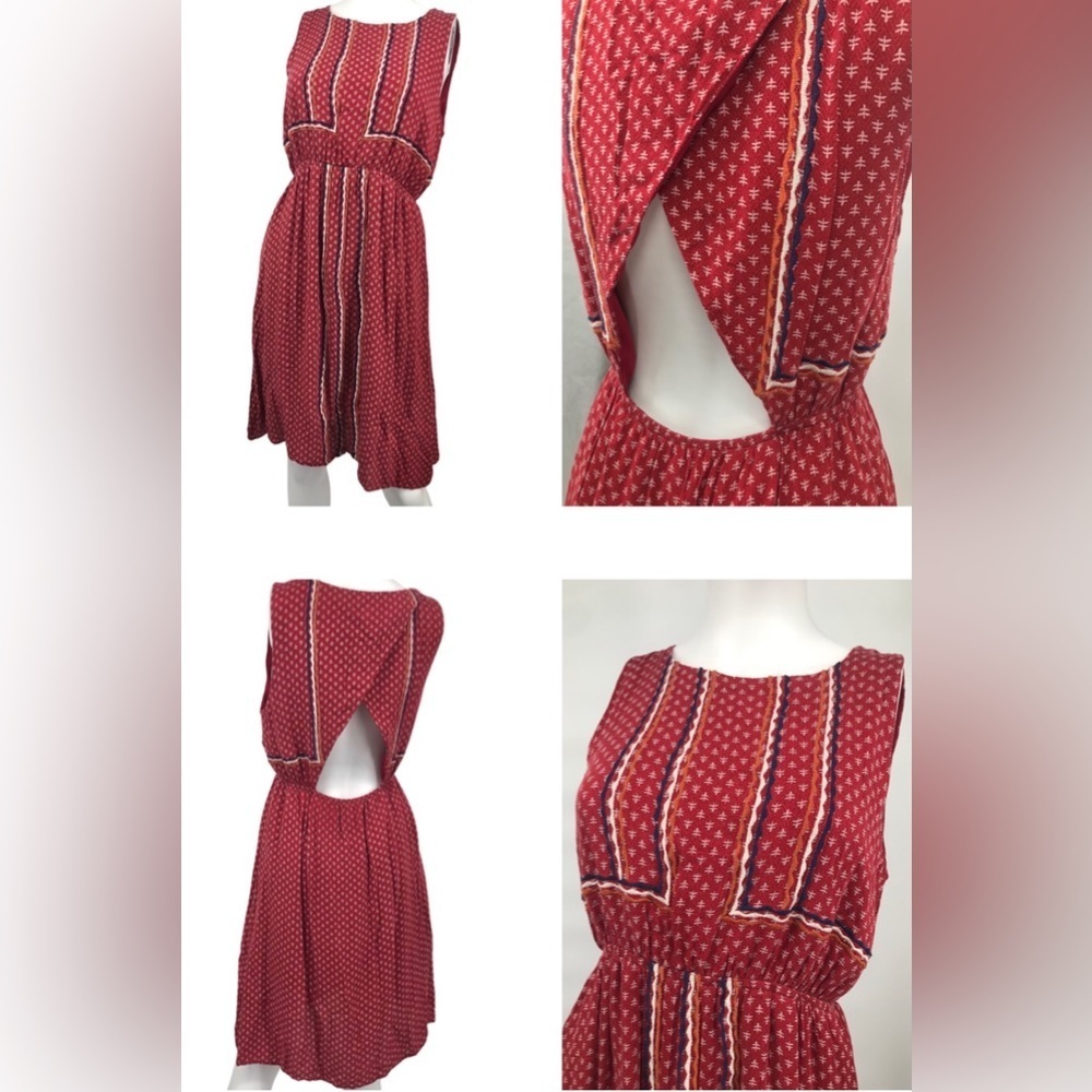 Boho Open Back High Neck Dress
